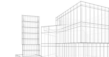 Mimari sanat konseptinde soyut çizgiler, minimum geometrik şekiller. 