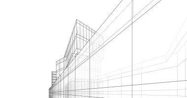 Mimari sanat konseptinde soyut çizgiler, minimum geometrik şekiller. 