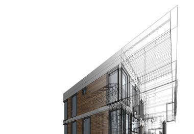 Mimari sanat konseptinde soyut çizgiler, minimum geometrik şekiller. 