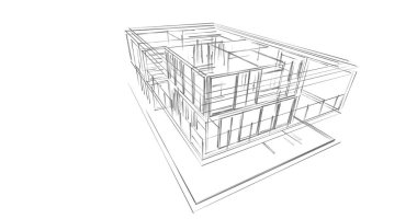 İnşaat planının 3B mimari tasarımı