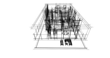 İnşaat planının 3B mimari tasarımı