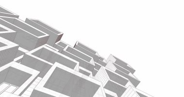 Mimari sanat konseptinde soyut çizgiler, minimum geometrik şekiller. 