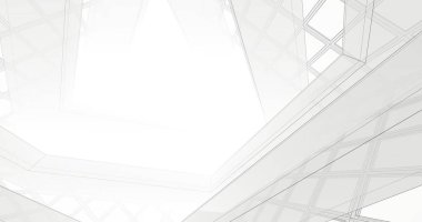 Mimari sanat konseptinde soyut çizgiler, minimum geometrik şekiller. 