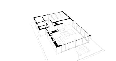 İnşaat planının 3B mimari tasarımı