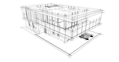 İnşaat planının 3B mimari tasarımı