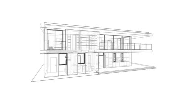 İnşaat planının 3B mimari tasarımı