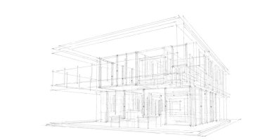 İnşaat planının 3B mimari tasarımı