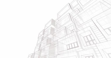 Mimari sanat konseptinde soyut çizgiler, minimum geometrik şekiller. 