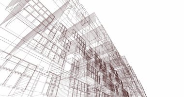 Mimari sanat konseptinde soyut çizgiler, minimum geometrik şekiller. 