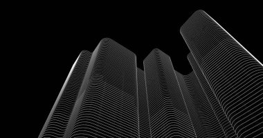 Mimari sanat konseptinde soyut çizgiler, minimum geometrik şekiller. 