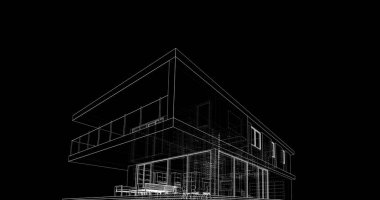 İnşaat planının 3B mimari tasarımı