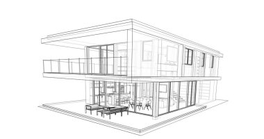 İnşaat planının 3B mimari tasarımı