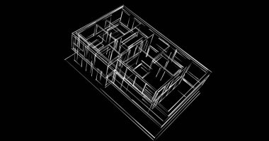 İnşaat planının 3B mimari tasarımı