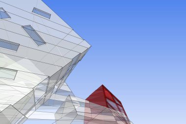 Mimari sanat konseptinde soyut çizgiler, minimum geometrik şekiller. 