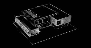 Mimari sanat konseptinde soyut çizgiler, minimum geometrik şekiller. 