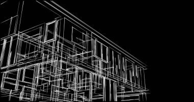 İnşaat planının 3B mimari tasarımı