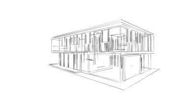 İnşaat planının 3B mimari tasarımı