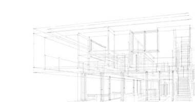 İnşaat planının 3B mimari tasarımı