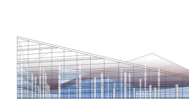 Mimari sanat konseptinde soyut çizgiler, minimum geometrik şekiller. 