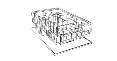 İnşaat planının 3B mimari tasarımı