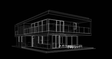 İnşaat planının 3B mimari tasarımı