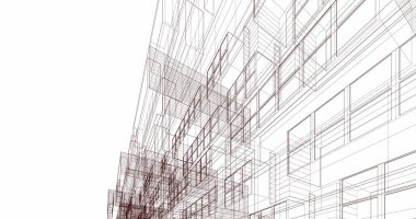 Mimari sanat konseptinde soyut çizgiler, minimum geometrik şekiller. 