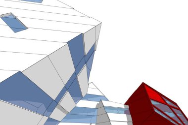 Mimari sanat konseptinde soyut çizgiler, minimum geometrik şekiller. 