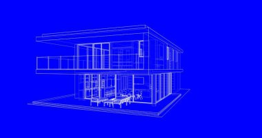 İnşaat planının 3B mimari tasarımı