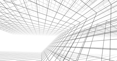 Mimari sanat konseptinde soyut çizgiler, minimum geometrik şekiller. 