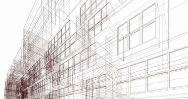 Mimari sanat konseptinde soyut çizgiler, minimum geometrik şekiller. 