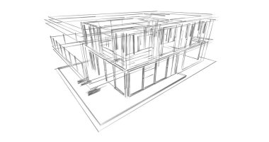 İnşaat planının 3B mimari tasarımı