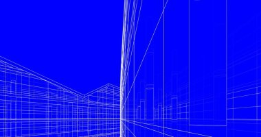 Mimari sanat konseptinde soyut çizgiler, minimum geometrik şekiller. 