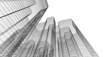 Mimari sanat konseptinde soyut çizgiler, minimum geometrik şekiller. 