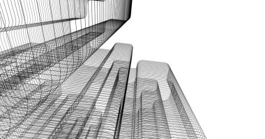 Mimari sanat konseptinde soyut çizgiler, minimum geometrik şekiller. 