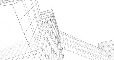 Mimari sanat konseptinde soyut çizgiler, minimum geometrik şekiller. 