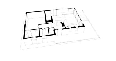 İnşaat planının 3B mimari tasarımı