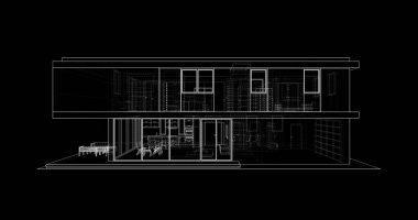 İnşaat planının 3B mimari tasarımı