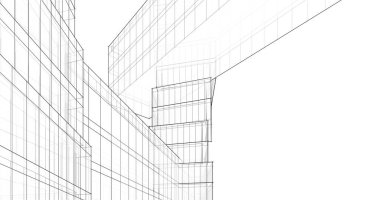 Mimari sanat konseptinde soyut çizgiler, minimum geometrik şekiller. 