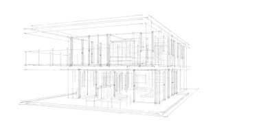 İnşaat planının 3B mimari tasarımı