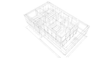 İnşaat planının 3B mimari tasarımı