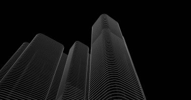 Mimari sanat konseptinde soyut çizgiler, minimum geometrik şekiller. 