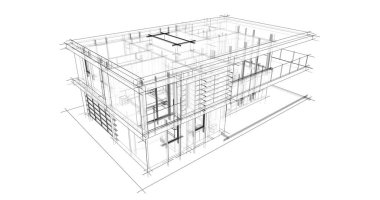 İnşaat planının 3B mimari tasarımı
