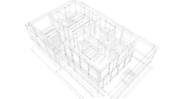 Projeto Ilustração Arquitetura Plano Construção Edifício — Fotografia de Stock