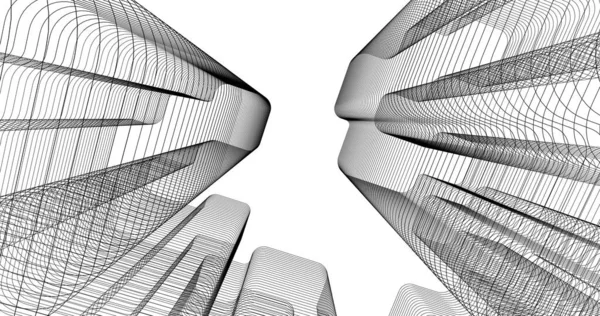 Abstrakcyjne Linie Rysunku Koncepcji Sztuki Architektonicznej Minimalne Kształty Geometryczne — Zdjęcie stockowe