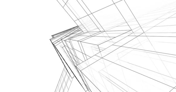 Abstract Drawing Lines Architectural Art Concept Minimal Geometrical Shapes — Stock Photo, Image