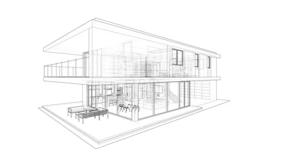 Projeto Ilustração Arquitetura Plano Construção Edifício — Fotografia de Stock