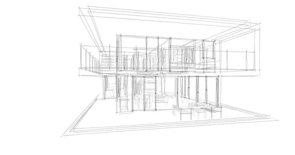 建筑施工规划的三维建筑图解设计 — 图库照片