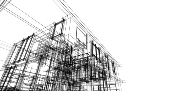 建築計画の3D建築イラストデザイン — ストック写真