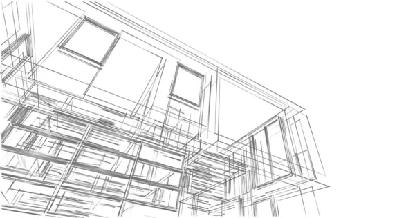 建築計画の3D建築イラストデザイン — ストック写真