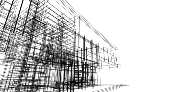 建筑施工规划的三维建筑图解设计 — 图库照片